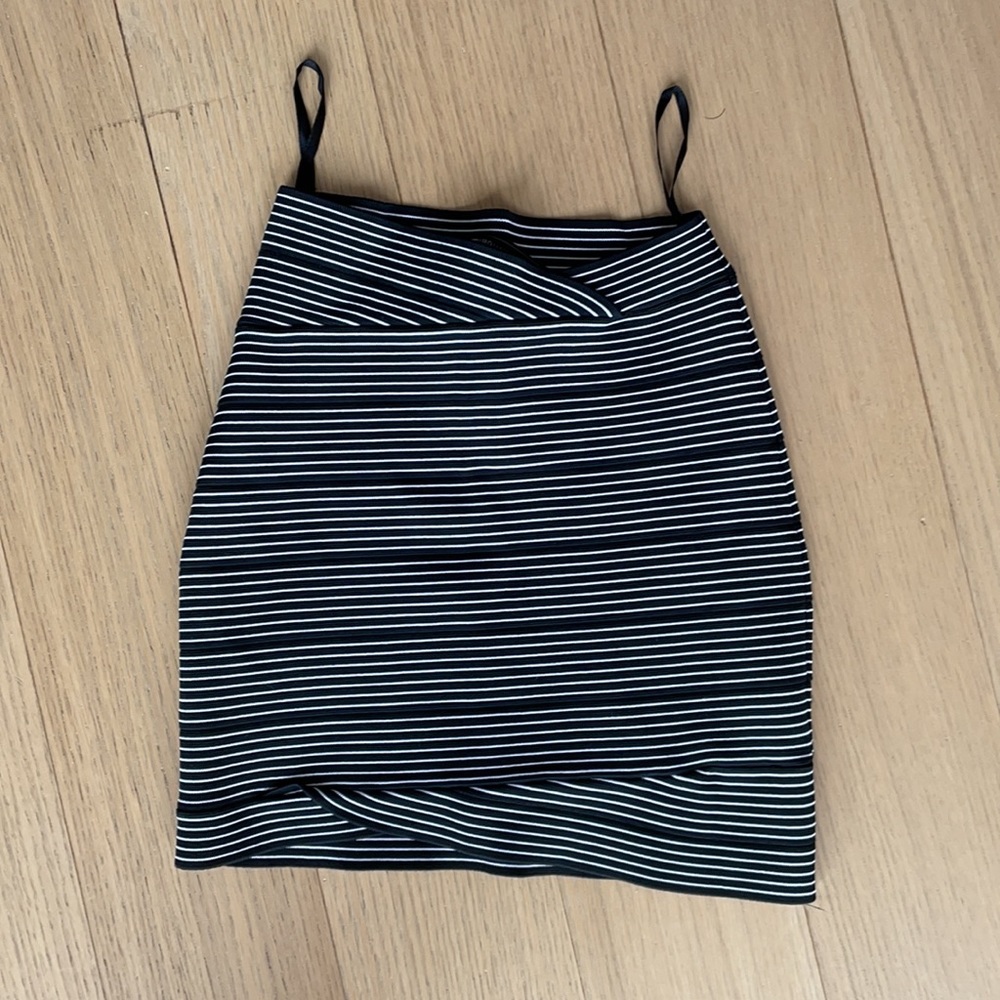 BCBGMaxAzria Black and White Striped Pencil Skirt